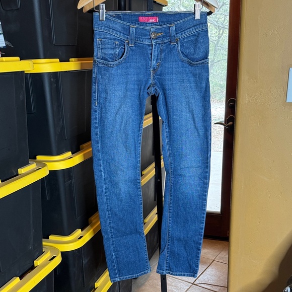 Levi’s Tilted 504 Straight Leg Jeans Women’s Size 1 Medium Blue Low Rise Y2K - Picture 2 of 9